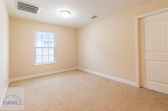 spare room featuring light carpet