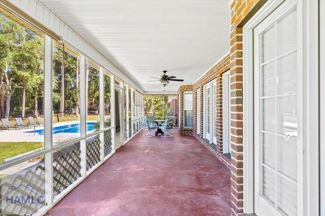 view of patio with ceiling fan