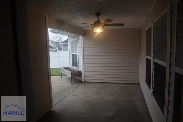 view of patio with ceiling fan