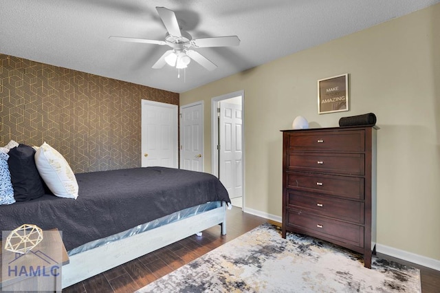 bedroom featuring ceiling fan and hardwood / wood-style floors