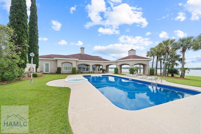 745 Chickasaw Trl, Sparta, GA 31087 - outdoor pool featuring a lawn, a gazebo, and a patio