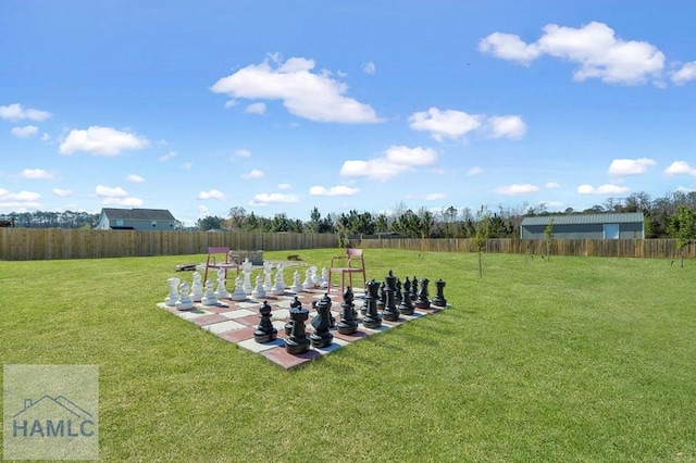 view of yard featuring a fenced backyard