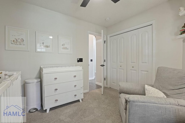 99 Scarlett Ln, Richmond Hill, GA 31324 - living area with light carpet and a ceiling fan