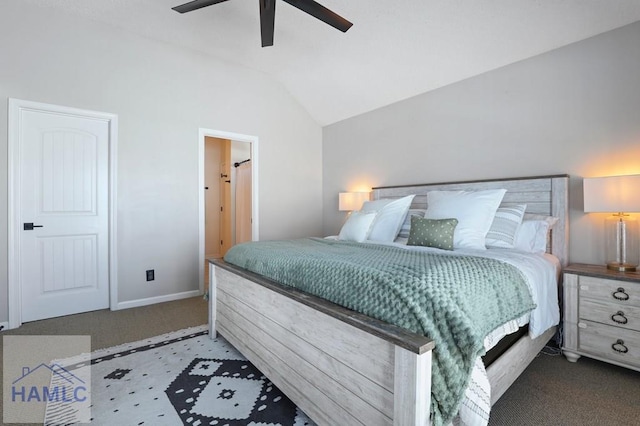 99 Scarlett Ln, Richmond Hill, GA 31324 - carpeted bedroom featuring lofted ceiling and ceiling fan