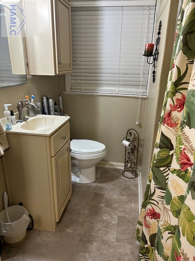 155 Persimmon St, Jesup, GA 31545 - full bath with vanity, stone finish floors, and a shower with curtain