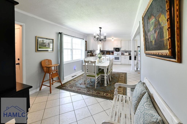 705 S Elm St, Jesup, GA 31545 - dining area featuring a chandelier, ornamental molding, light tile patterned floors, and a textured ceiling