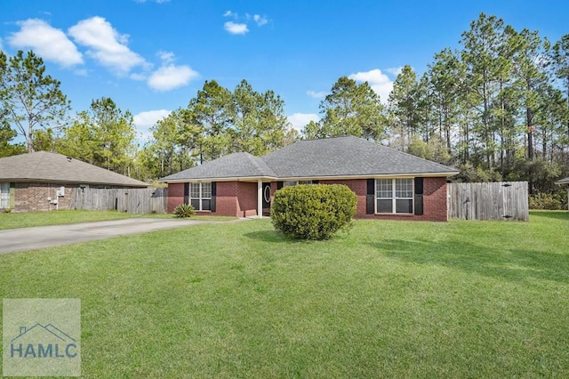 ranch-style house with a front yard