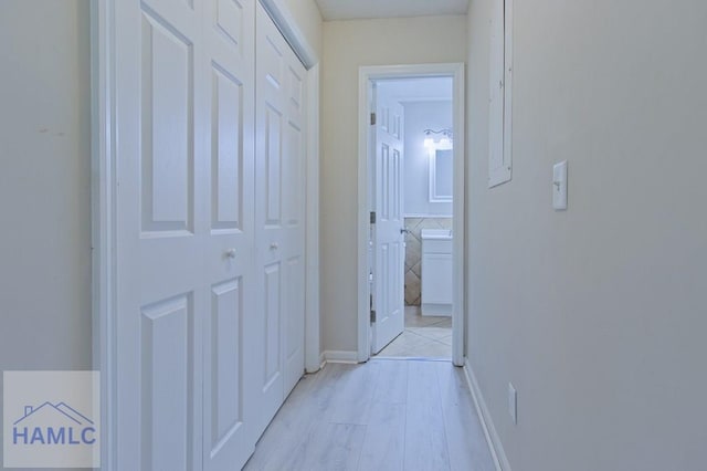hall with light wood finished floors