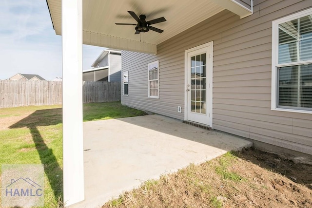 view of patio / terrace with ceiling fan