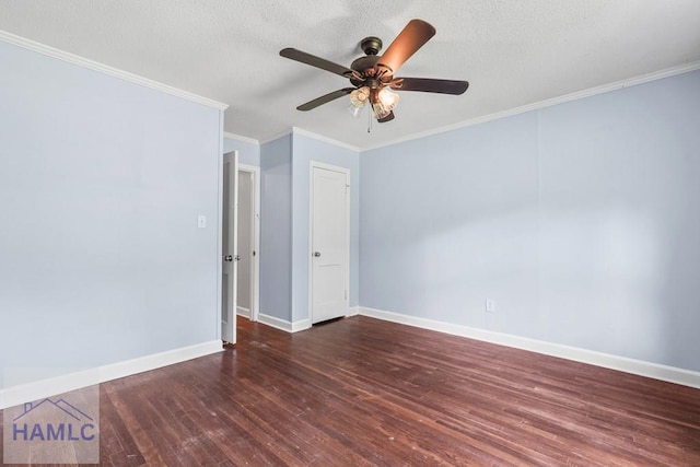 443 Martin Rd, Midway, GA 31320 - spare room with wood finished floors, ceiling fan, ornamental molding, and a textured ceiling