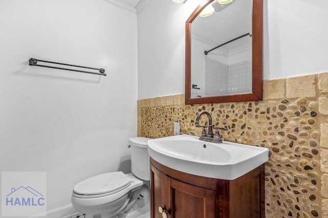 443 Martin Rd, Midway, GA 31320 - bathroom with vanity, ornamental molding, and a shower