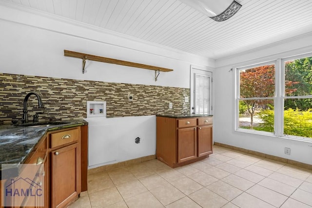 443 Martin Rd, Midway, GA 31320 - washroom featuring washer hookup, light tile patterned flooring, cabinet space, electric dryer hookup, and wood ceiling