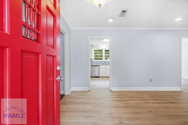 443 Martin Rd, Midway, GA 31320 - foyer with ornamental molding, wood finished floors, and recessed lighting