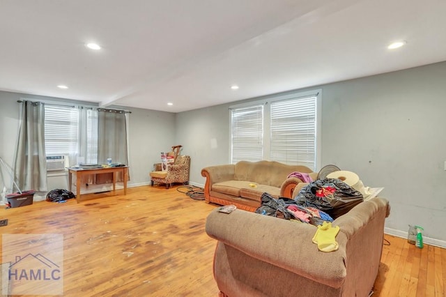 living room with light wood-type flooring