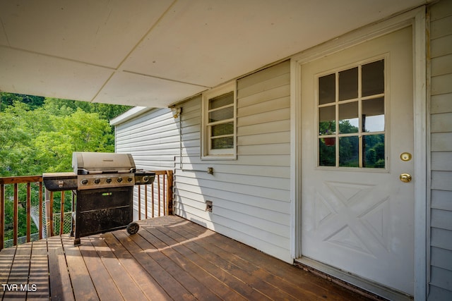 deck featuring grilling area