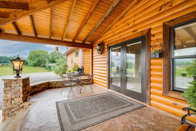 view of terrace featuring french doors