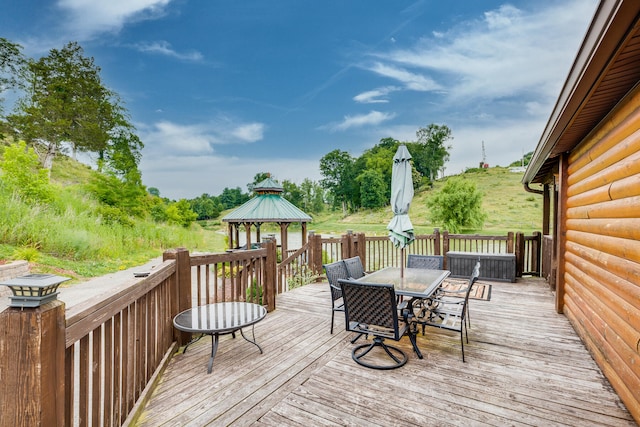 deck featuring a gazebo