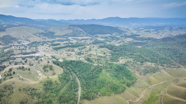 birds eye view of property featuring a mountain view