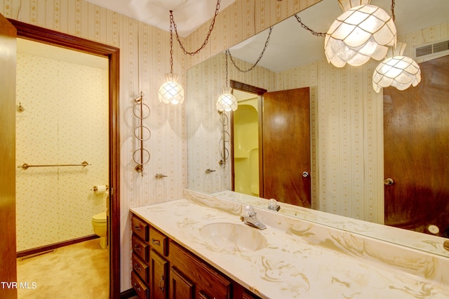 bathroom with toilet and vanity