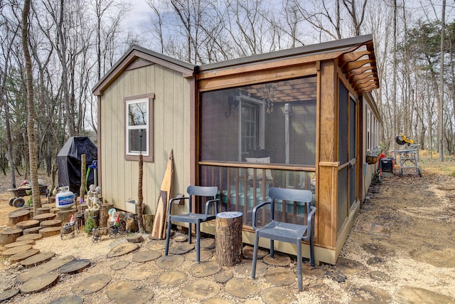 view of shed / structure featuring a sunroom