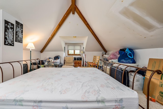 bedroom featuring vaulted ceiling