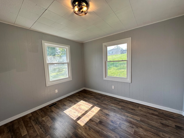 empty room featuring dark hardwood / wood-style floors