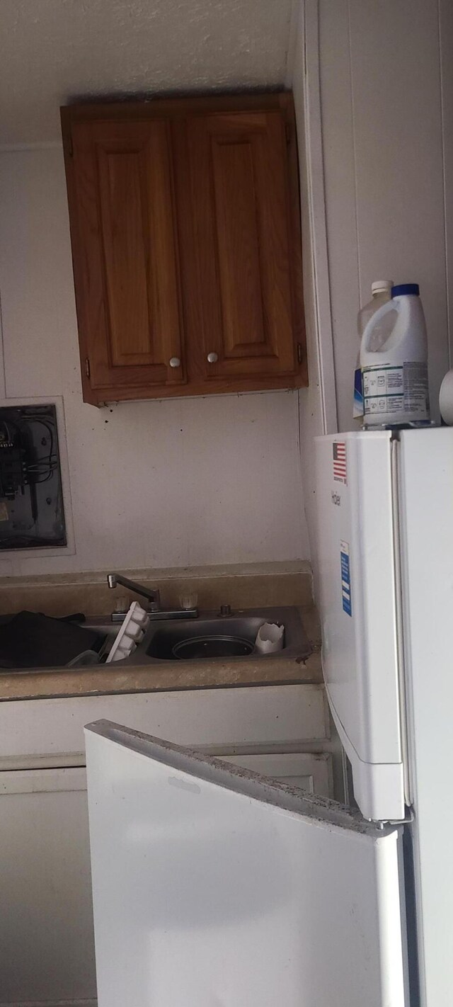 kitchen with white fridge