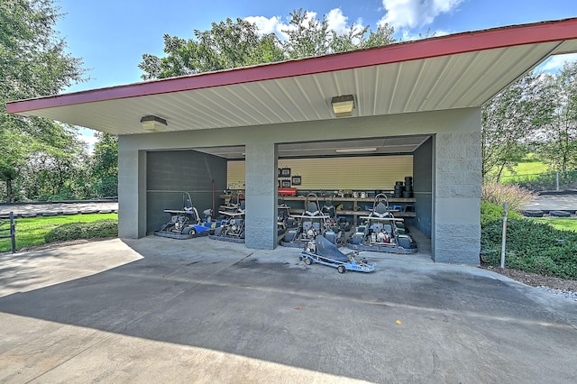 view of garage