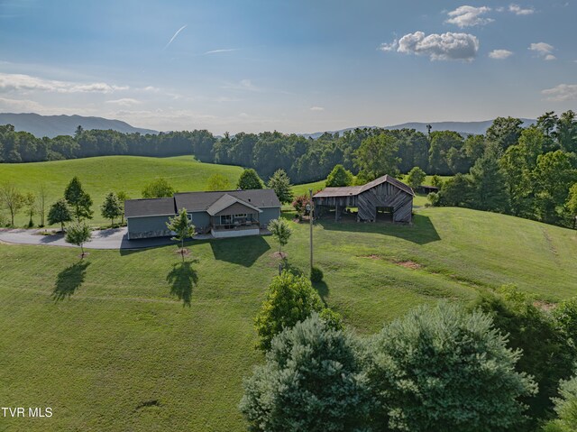 drone / aerial view with a rural view