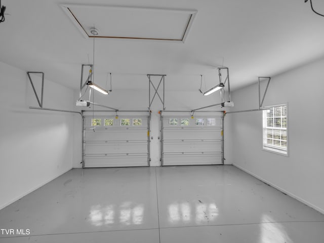 garage with a garage door opener