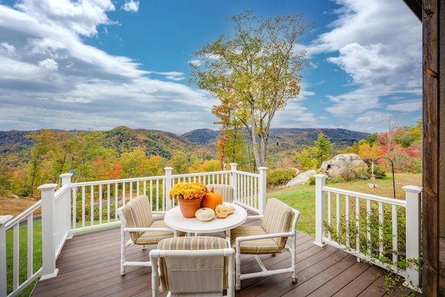 deck with a mountain view