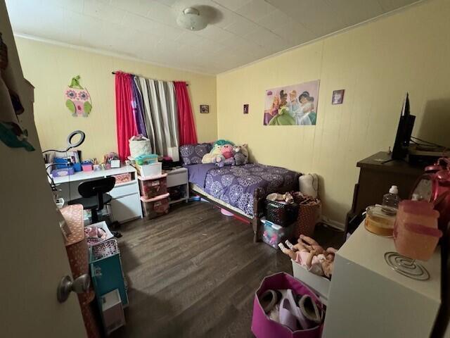 bedroom featuring dark hardwood / wood-style flooring