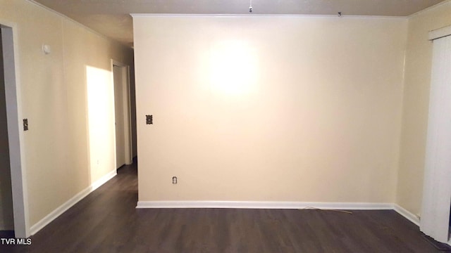 1110 Hickory Flats Rd, Pennington Gap, VA 24277 - unfurnished room with baseboards, dark wood-style flooring, and crown molding