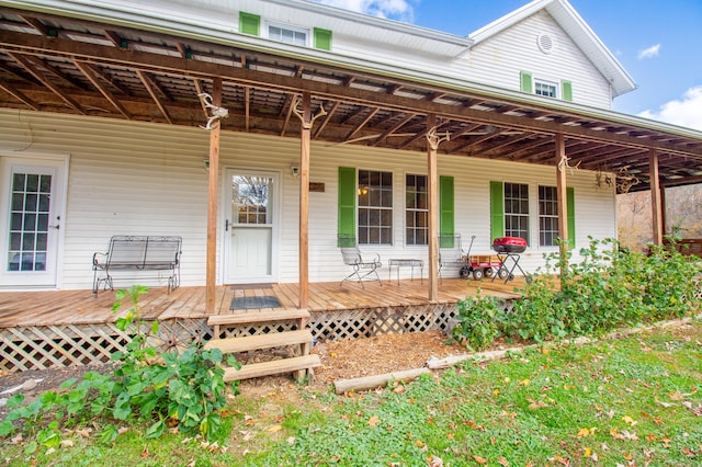 exterior space featuring covered porch