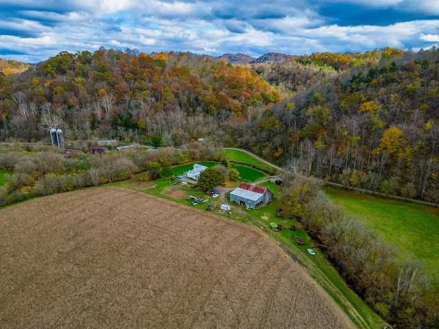 drone / aerial view with a mountain view