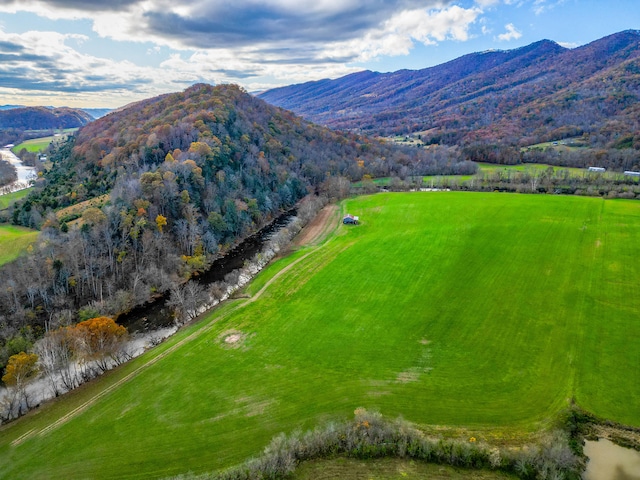 drone / aerial view with a mountain view