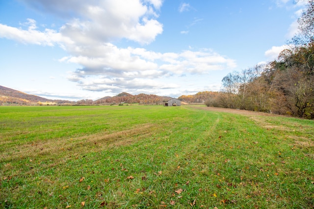 view of yard featuring a rural view and a mountain view