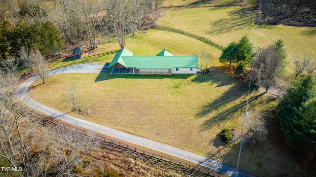 drone / aerial view featuring a rural view