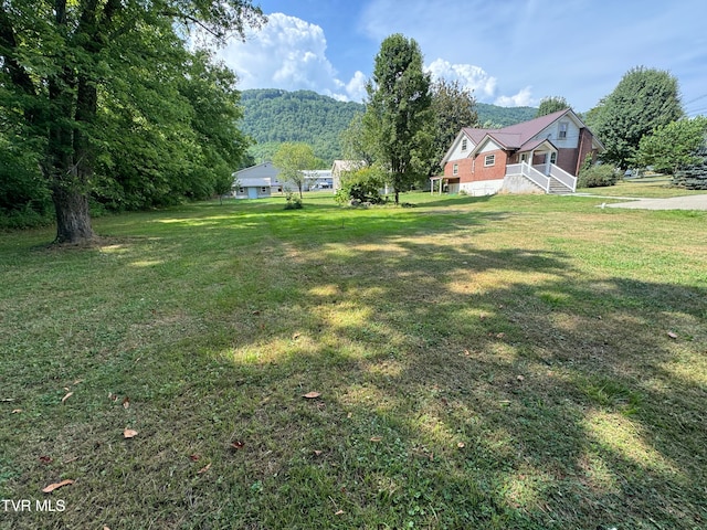 view of yard featuring a mountain view