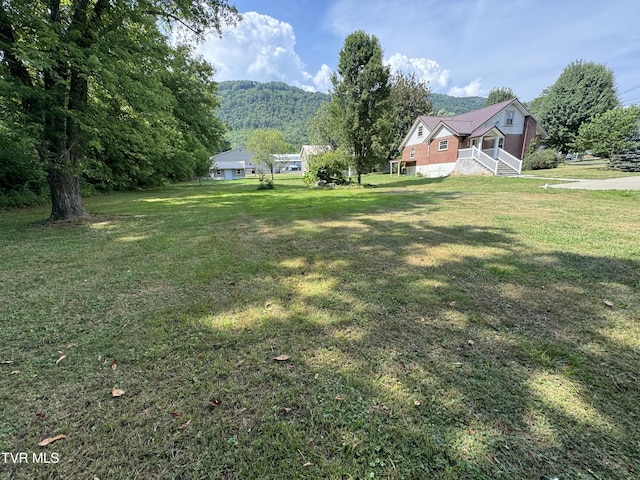 view of yard with a mountain view