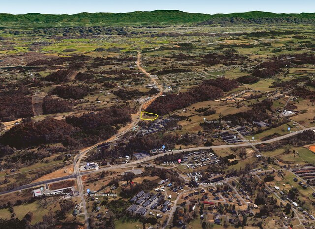 birds eye view of property with a mountain view