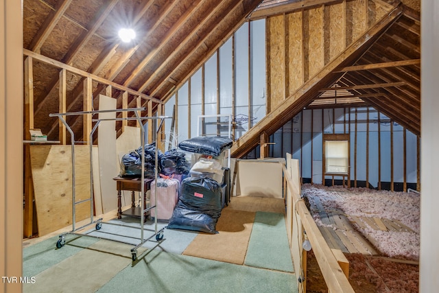 view of unfinished attic