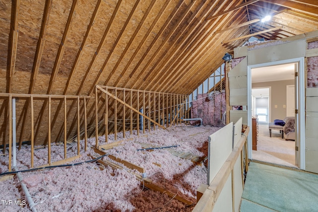 view of unfinished attic