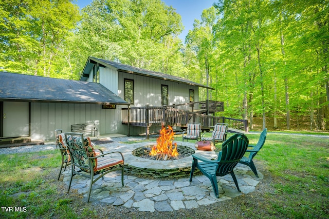 117 Lakeside Dr, Gray, TN 37615 - view of patio featuring a deck and an outdoor fire pit