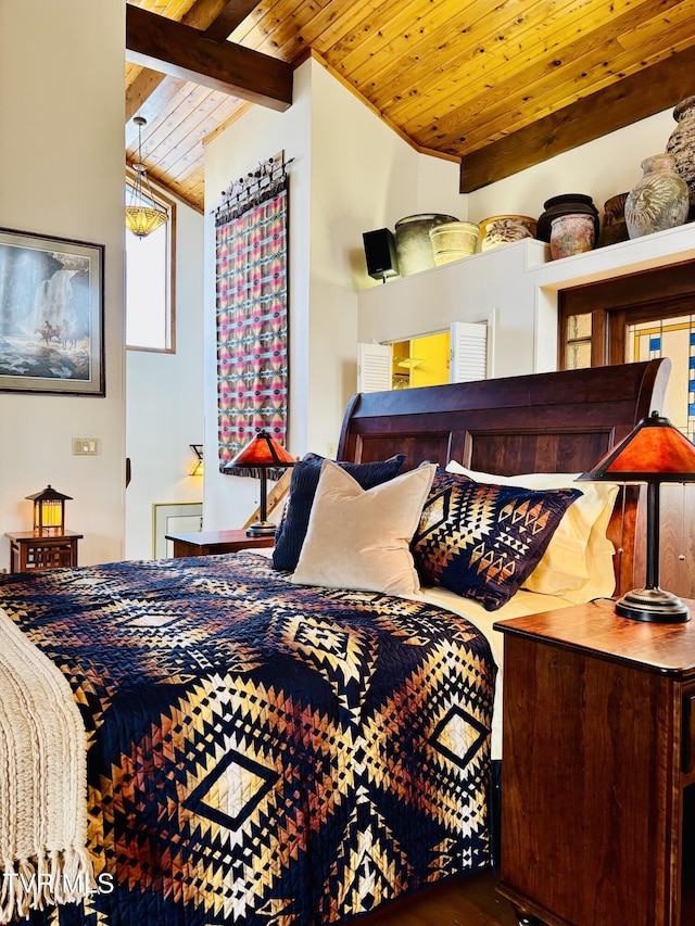 117 Lakeside Dr, Gray, TN 37615 - bedroom featuring vaulted ceiling with beams and wooden ceiling