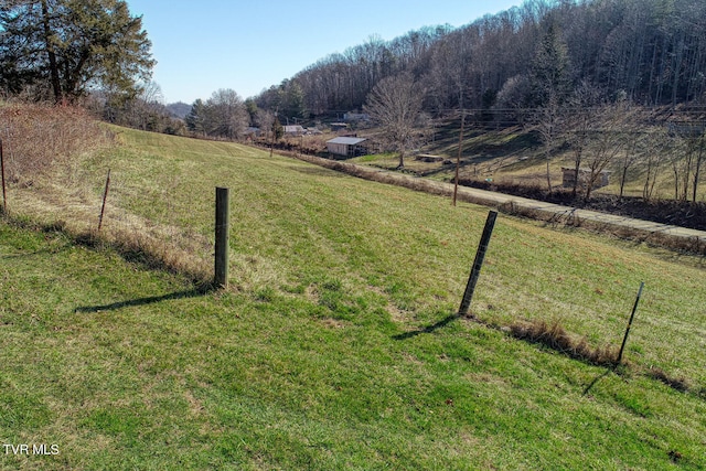 view of yard with a rural view