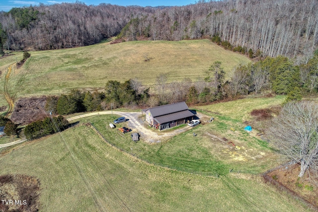 drone / aerial view with a rural view