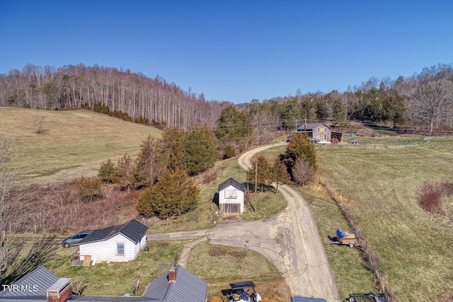 drone / aerial view featuring a rural view