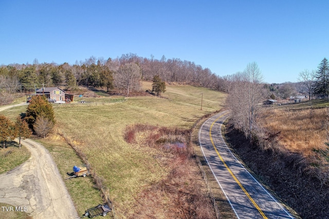 bird's eye view with a rural view