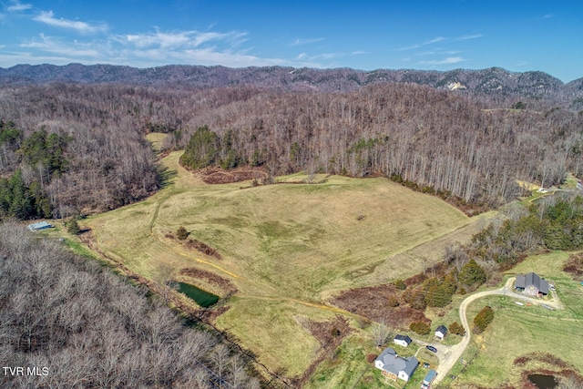 aerial view featuring a mountain view